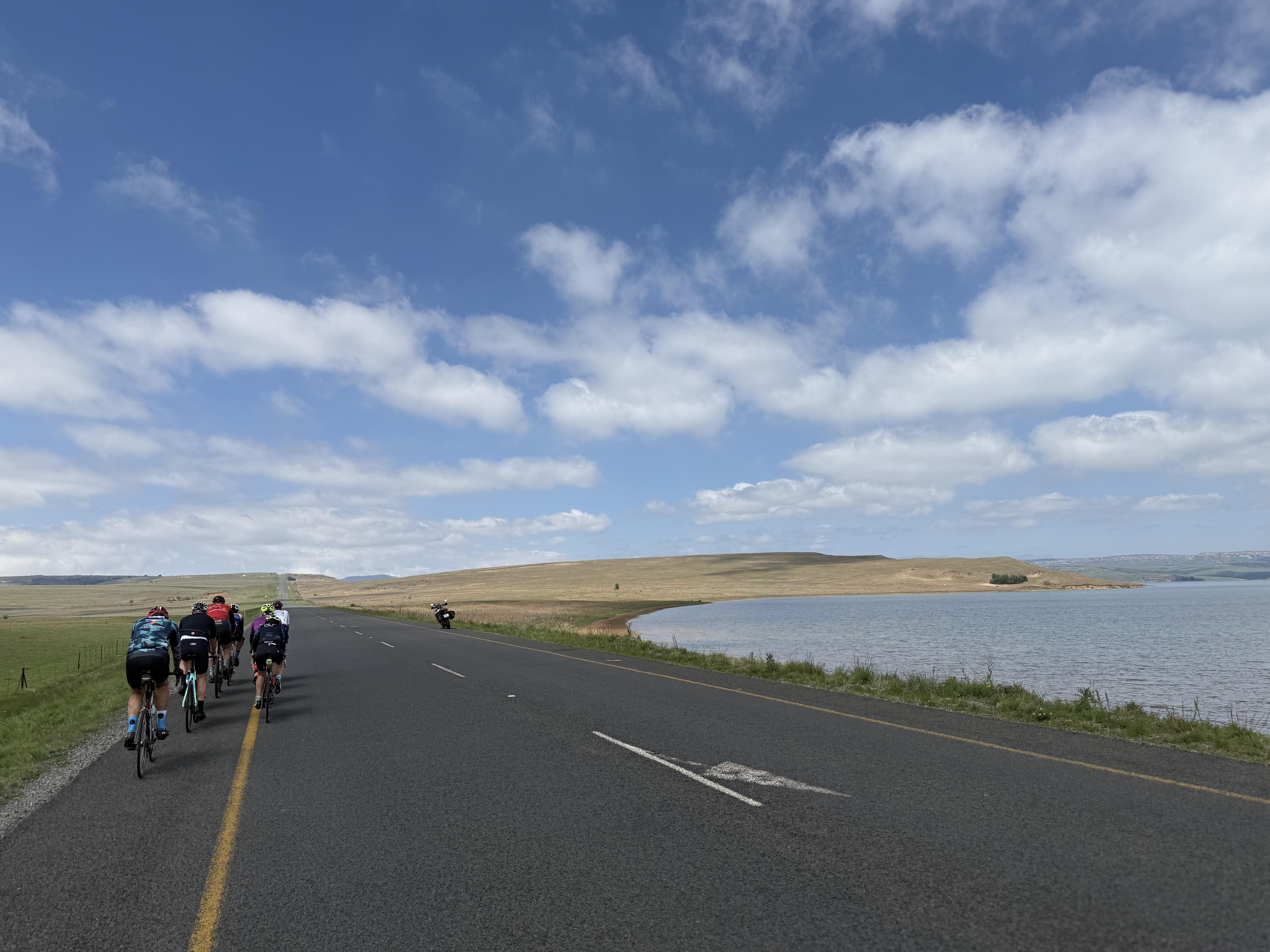 cycling past Sterkfontein dam
